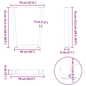 Πόδια Τραπεζαρίας Σχήματος V 3 τεμ. Ανθρακί 70x(72-73,3) εκ. Ατσάλι