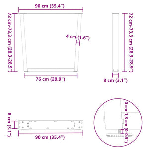 Πόδια Τραπεζαρίας Σχήματος V 3 τεμ. Ανθρακί 90x(72-73,3) εκ. Ατσάλι