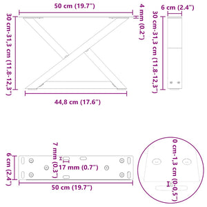 Πόδια Τραπεζιού Σαλονιού 2 τεμ. Ανθρακί 50x(30-31,3) εκ. Ατσάλι