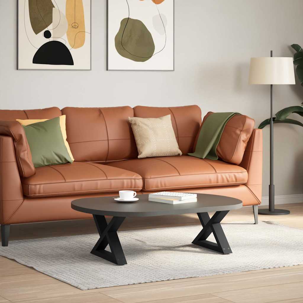 Πόδια Τραπεζιού Σαλονιού 2 τεμ. Μαύρο 60x(30-31,3) εκ. Ατσάλι - Pakobazaar