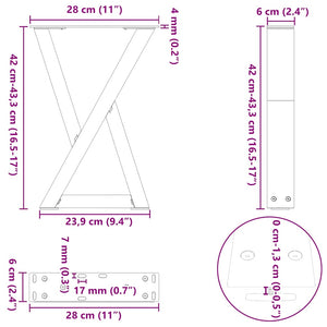 Πόδια Τραπεζιού Σαλονιού 2 τεμ. Μαύρο 28x(42-43,3) εκ. Ατσάλι - Pakobazaar