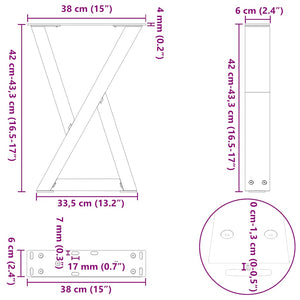 Πόδια Τραπεζιού Σαλονιού 2 τεμ. Μαύρο 38x(42-43,3) εκ. Ατσάλι