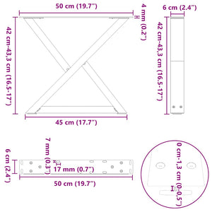 Πόδια Τραπεζιού Σαλονιού 2 τεμ. Λευκά 50x(42-43,3) εκ. Ατσάλι