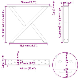 Πόδια Τραπεζιού Σαλονιού 2 τεμ. Λευκά 60x(42-43,3) εκ. Ατσάλι