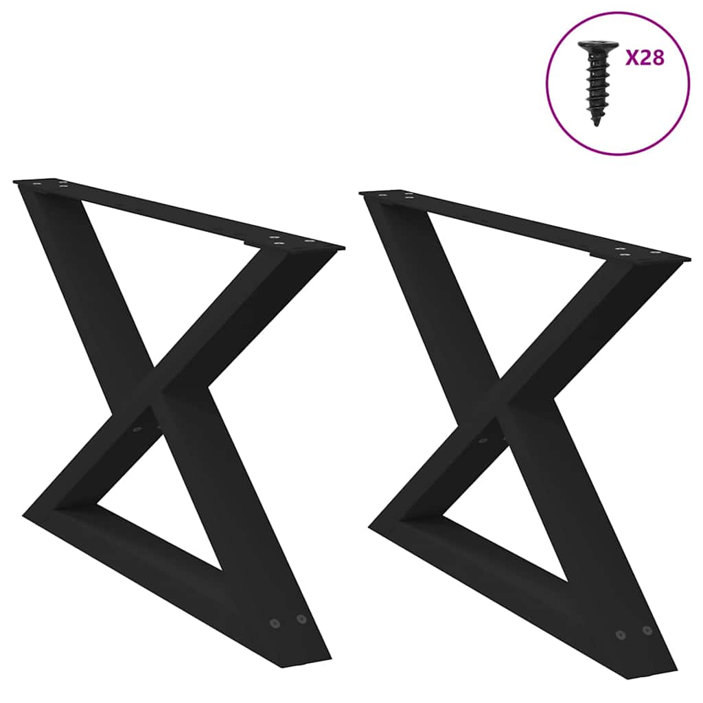 Πόδια Τραπεζιού Σαλονιού 2 τεμ. Μαύρο 70x(42-43,3) εκ. Ατσάλι