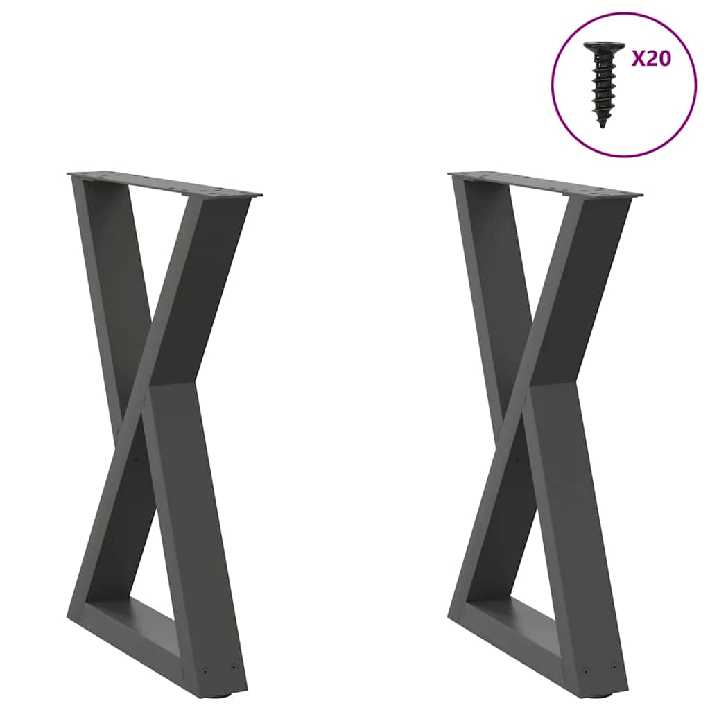 Πόδια Τραπεζαρίας 2 τεμ. Ανθρακί 50x(72-73,3) εκ. Ατσάλι