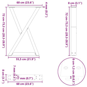Πόδια Τραπεζαρίας 2 τεμ. Λευκά 60x(72-73,3) εκ. Ατσάλι