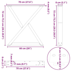Πόδια Τραπεζαρίας 2 τεμ. Ανθρακί 70x(72-73,3) εκ. Ατσάλι