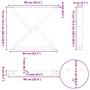 Πόδια Τραπεζαρίας 2 τεμ. Μαύρο 90x(72-73,3) εκ. Ατσάλι