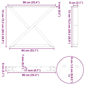 Πόδια Τραπεζαρίας 2 τεμ. Λευκά 90x(72-73,3) εκ. Ατσάλι