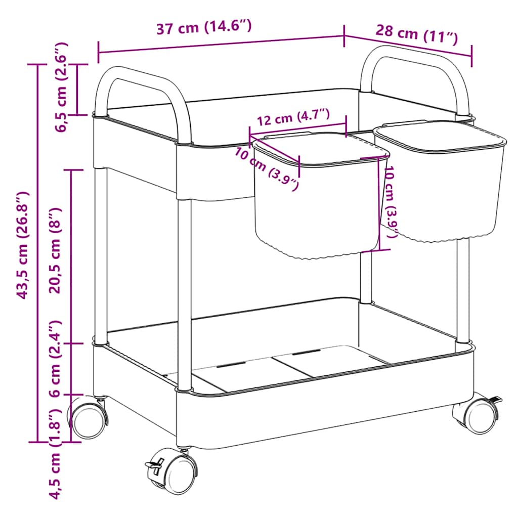 Καρότσι αποθήκευσης 2 Επίπεδα Διαφανές 37x28x43,5 εκ. Ακρυλικό - Pakobazaar