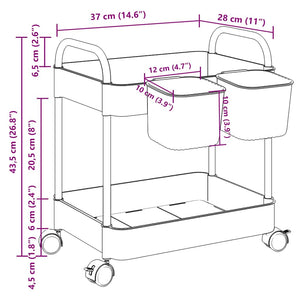 Καρότσι αποθήκευσης 2 Επίπεδα Διαφανές 37x28x43,5 εκ. Ακρυλικό - Pakobazaar