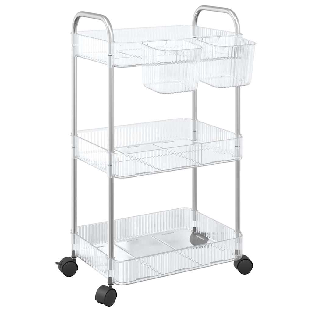 Καρότσι αποθήκευσης 3 Επίπεδα Διαφανές 37x28x68 εκ. Ακρυλικό - Pakobazaar