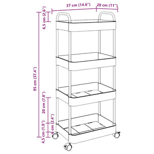 Καρότσι αποθήκευσης 4 Επίπεδα Διαφανές 37x28x95 εκ. Ακρυλικό
