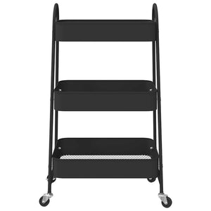 Τρόλεϊ αποθήκευσης 3 επιπέδων Μαύρο 42x41,5x77 cm Χάλυβας