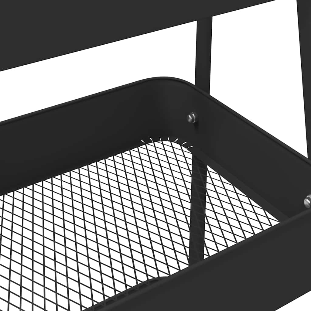 Τρόλεϊ αποθήκευσης 3 επιπέδων Μαύρο 42x41,5x77 cm Χάλυβας