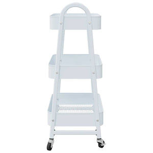 Τρόλεϊ αποθήκευσης 3 επιπέδων Λευκό 42x41,5x77 cm Χάλυβας