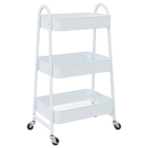 Τρόλεϊ αποθήκευσης 3 επιπέδων Λευκό 42x41,5x77 cm Χάλυβας