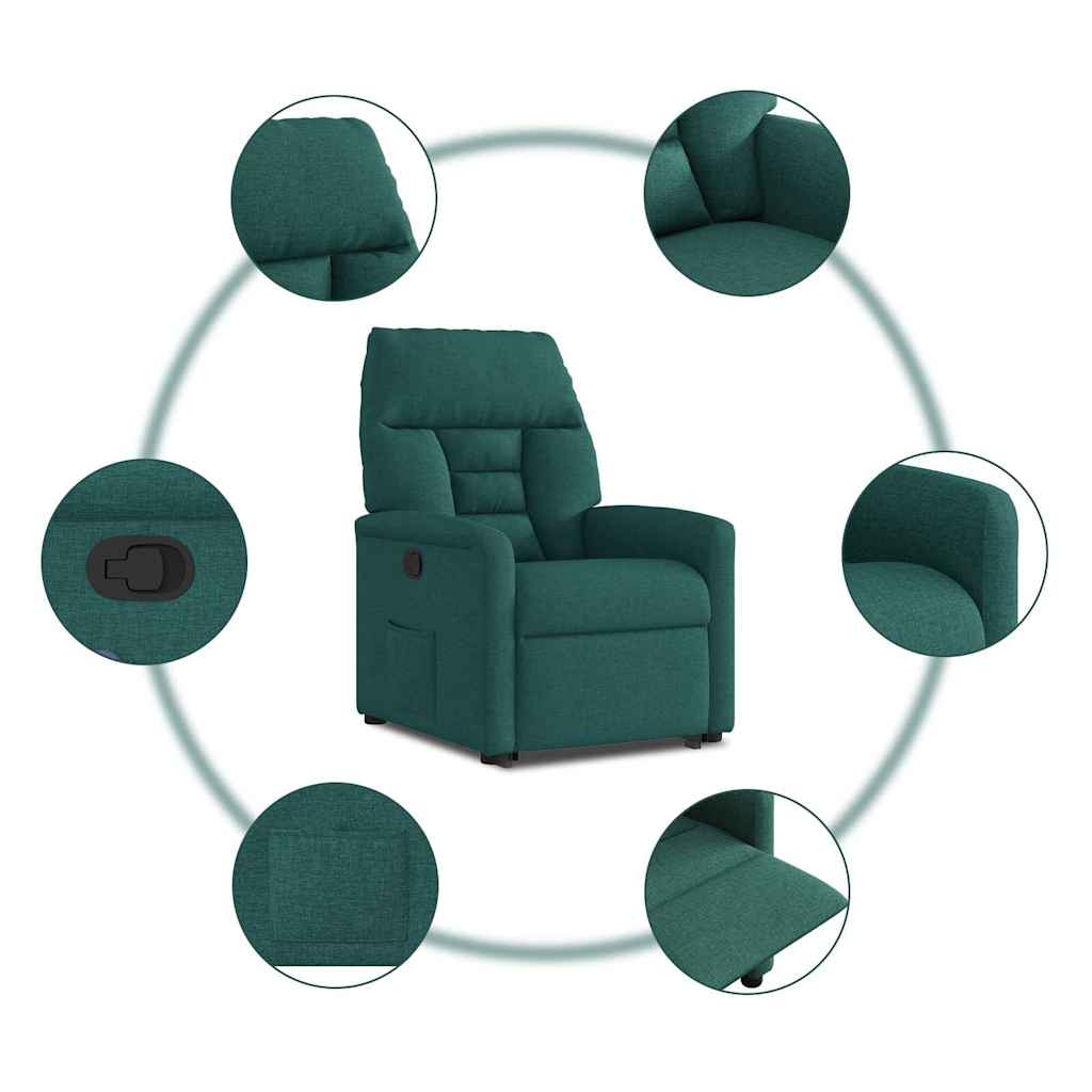 Πολυθρόνα Ανακλινόμενη με Ανύψωση Σκούρο Πράσινη Υφασμάτινη - Pakobazaar