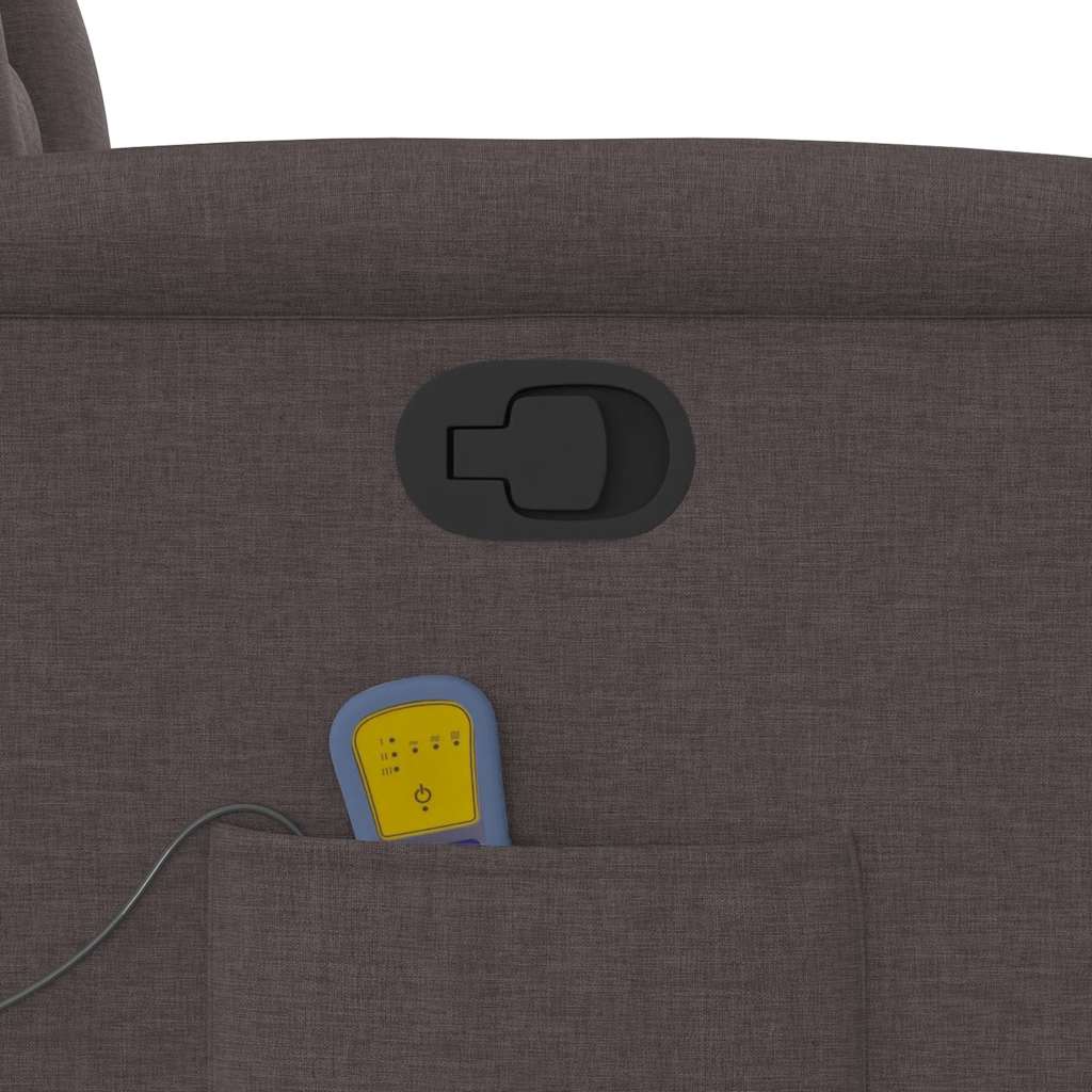 Πολυθρόνα Μασάζ Ανακλινόμενη με Ανύψωση Σκούρο Καφέ Υφασμάτινη - Pakobazaar