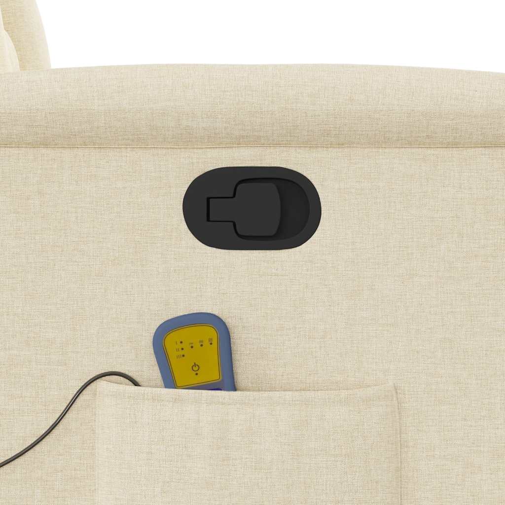 Πολυθρόνα Μασάζ Ανακλινόμενη με Ανύψωση Κρεμ Υφασμάτινη - Pakobazaar