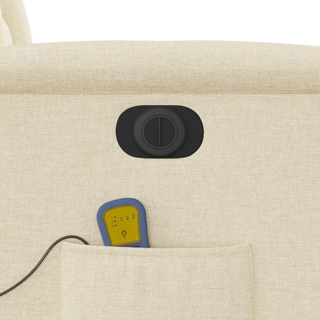 Πολυθρόνα Μασάζ Ηλεκ. Ανακλινόμενη με Ανύψωση Κρεμ Υφασμάτινη - Pakobazaar