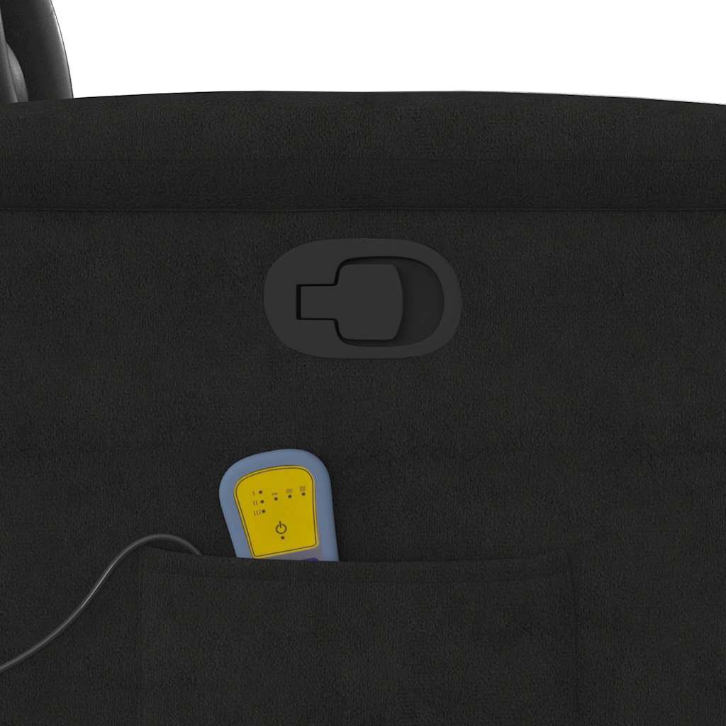 Πολυθρόνα Μασάζ Ανακλινόμενη με Ανύψωση Μαύρο Ύφασμα Μικροϊνών - Pakobazaar