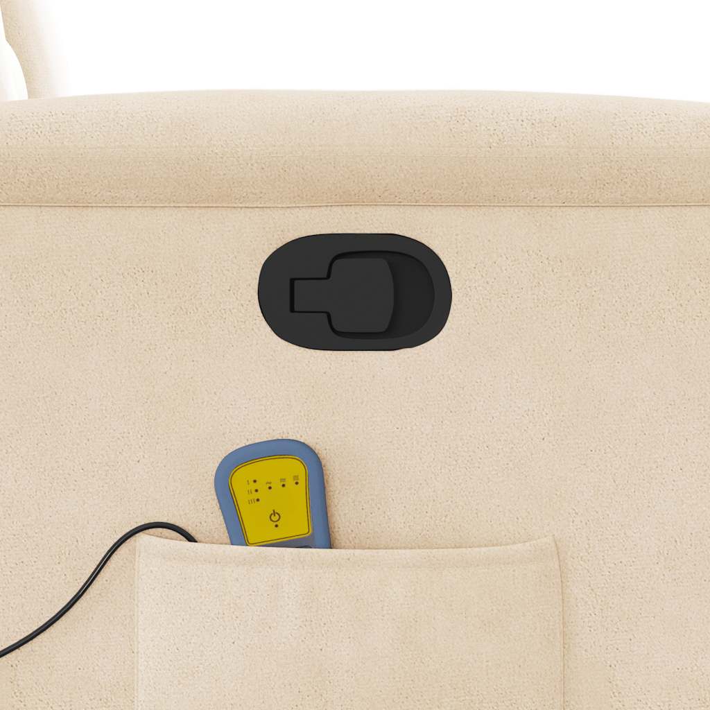 Πολυθρόνα Μασάζ Ανακλινόμενη με Ανύψωση Μπεζ Ύφασμα Μικροϊνών - Pakobazaar