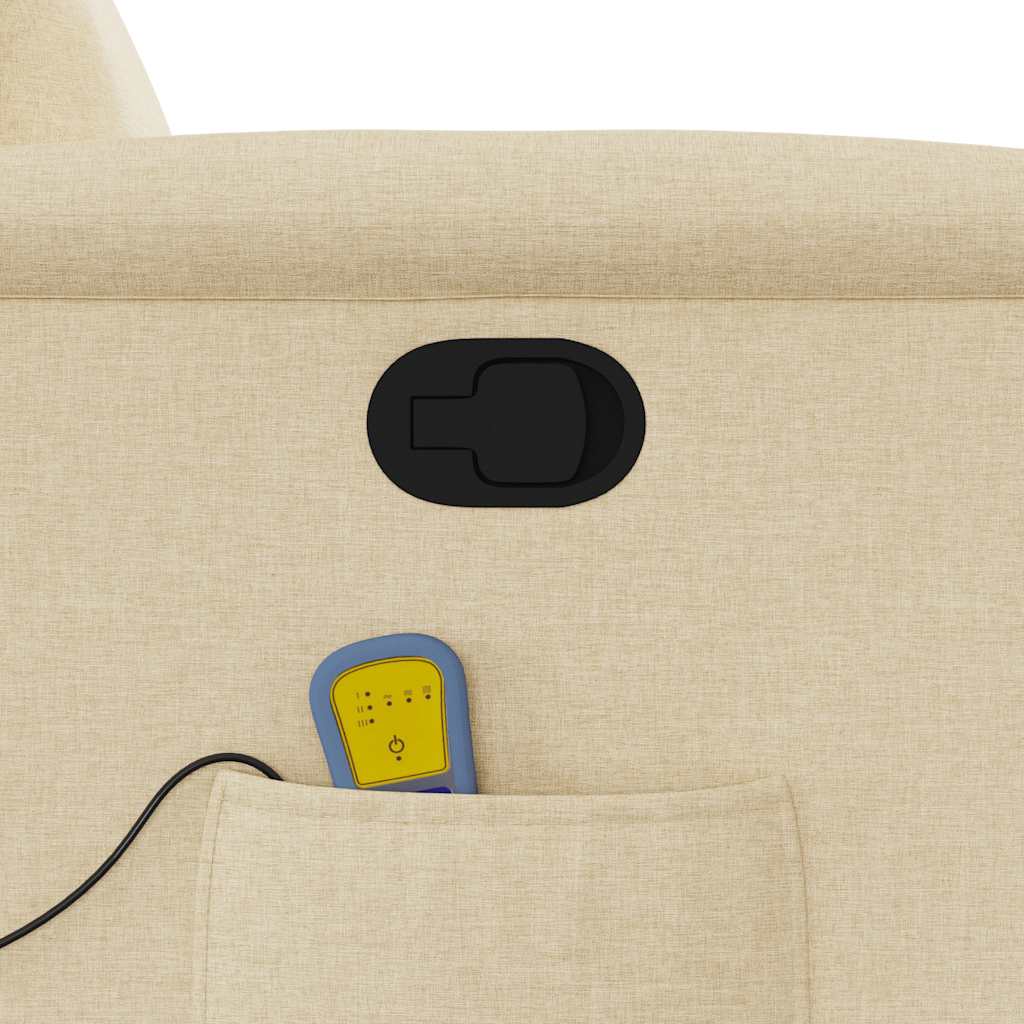 Πολυθρόνα Μασάζ Ανακλινόμενη με Ανύψωση Κρεμ Υφασμάτινη - Pakobazaar