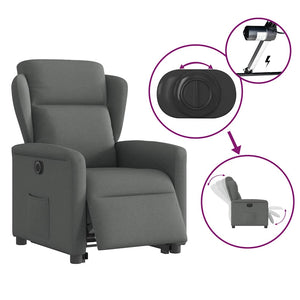 Πολυθρόνα Ηλεκ. Ανακλινόμενη Ανύψωση Σκ. Γκρι Υφασμάτινη - Pakobazaar