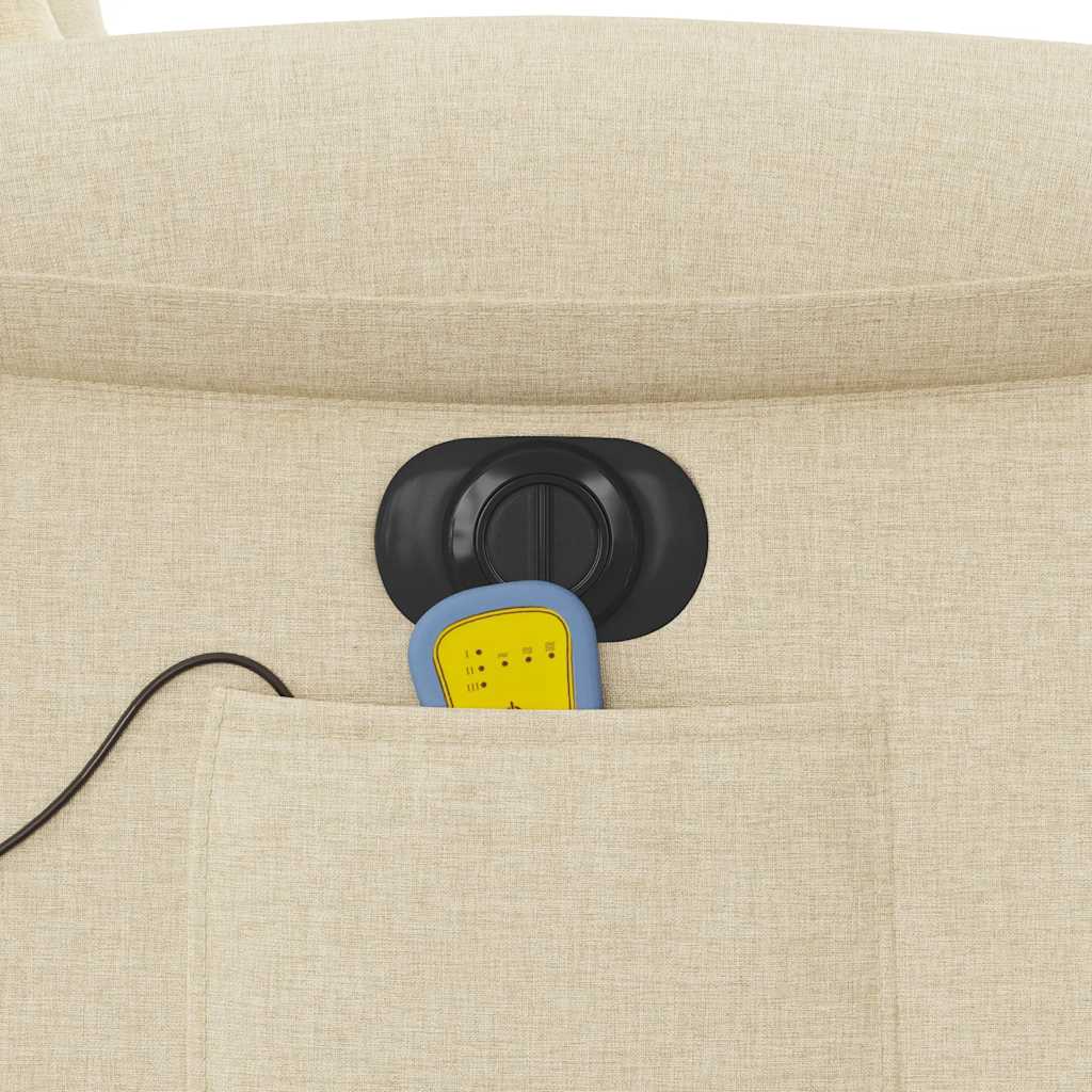 Πολυθρόνα Μασάζ Ανακλινόμενη Ηλεκτρική Κρεμ Υφασμάτινη