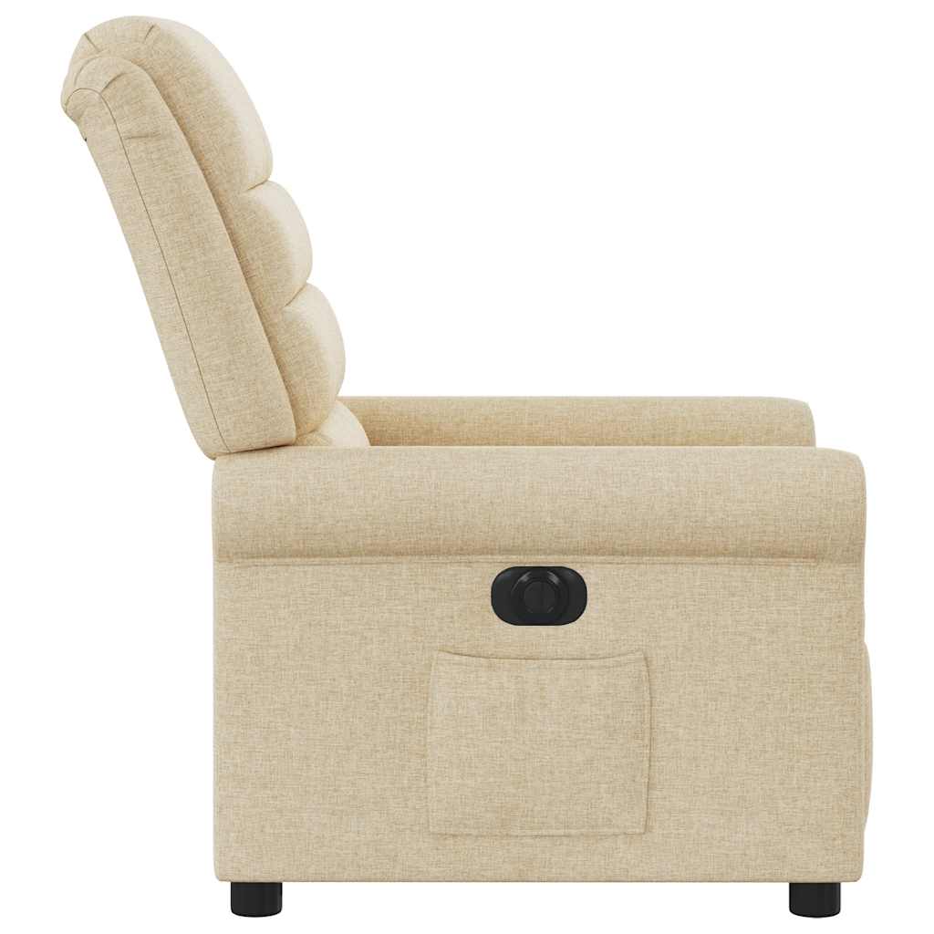 Πολυθρόνα Ανακλινόμενη Ηλεκτρική Κρεμ Υφασμάτινη