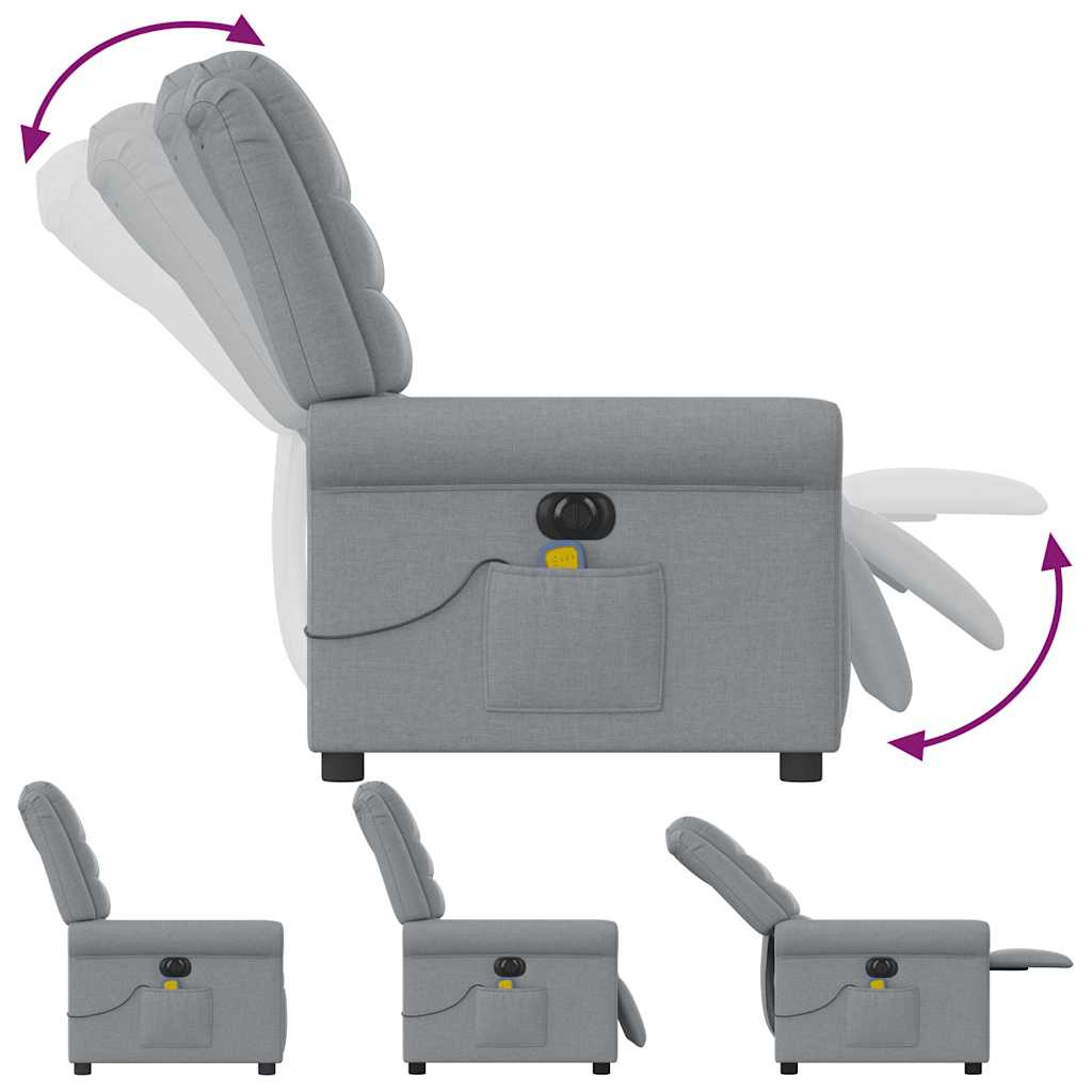 Πολυθρόνα Μασάζ Ηλεκτρική με Ανάκλιση Ανοιχτό Γκρι Υφασμάτινη