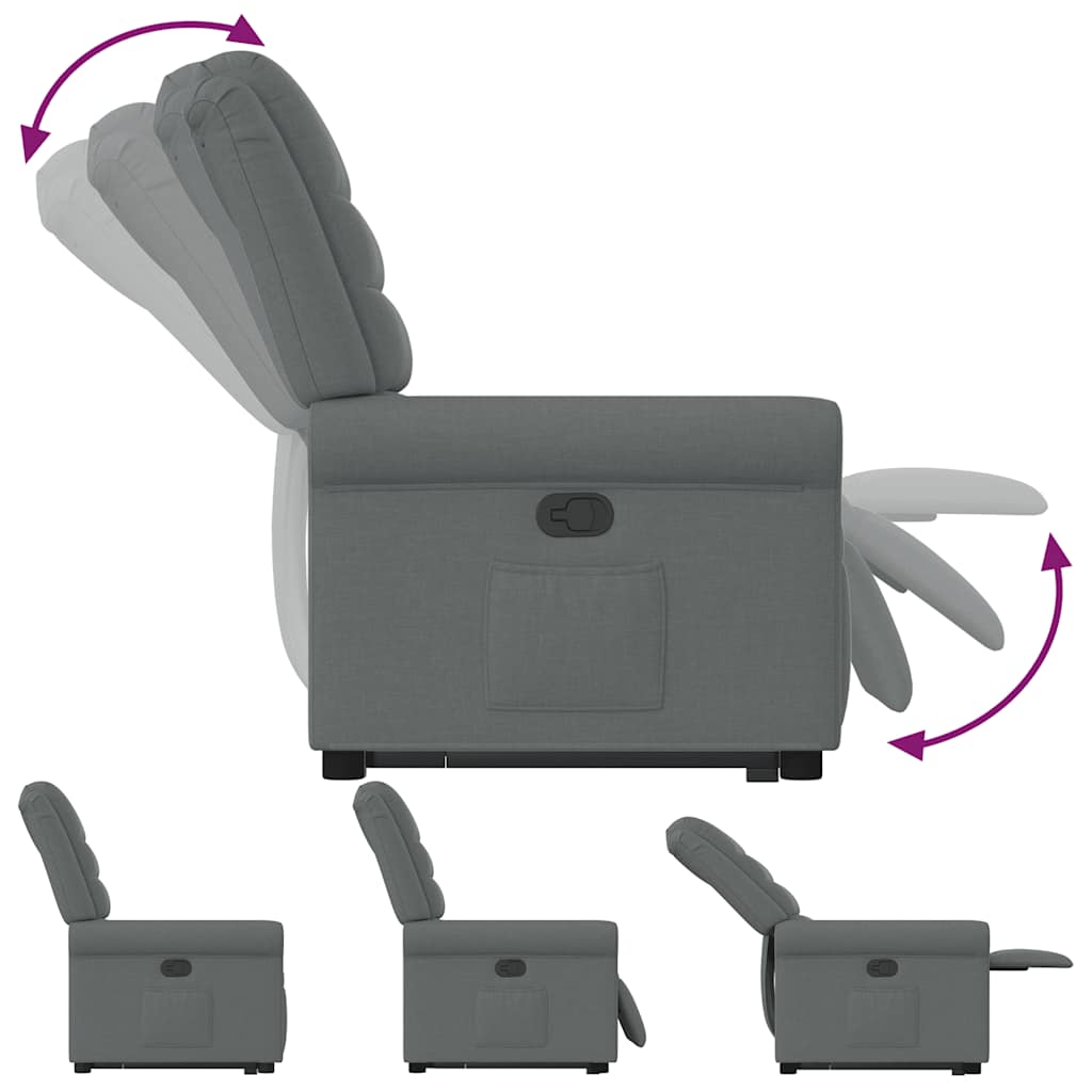 Πολυθρόνα Ανακλινόμενη με Ανύψωση Σκούρο Γκρι Υφασμάτινη - Pakobazaar