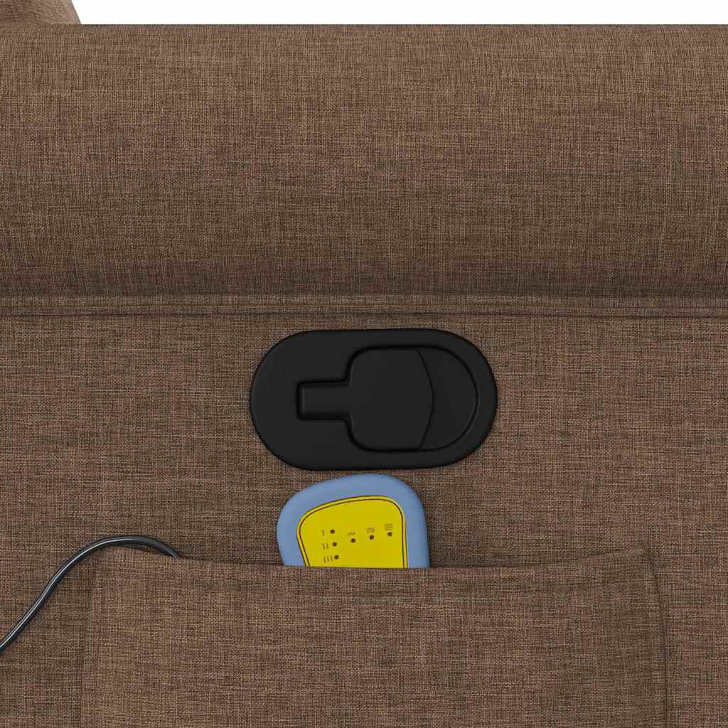 Πολυθρόνα Μασάζ Ανακλινόμενη με Ανύψωση Καφέ Υφασμάτινη - Pakobazaar