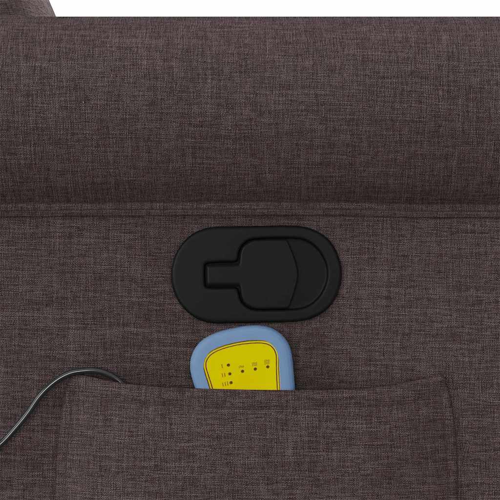 Πολυθρόνα Μασάζ Ανακλινόμενη με Ανύψωση Σκούρο Καφέ Υφασμάτινη - Pakobazaar