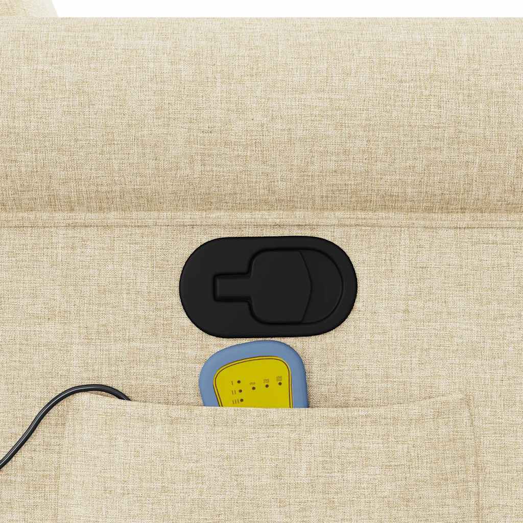 Πολυθρόνα Μασάζ Ανακλινόμενη με Ανύψωση Κρεμ Υφασμάτινη - Pakobazaar