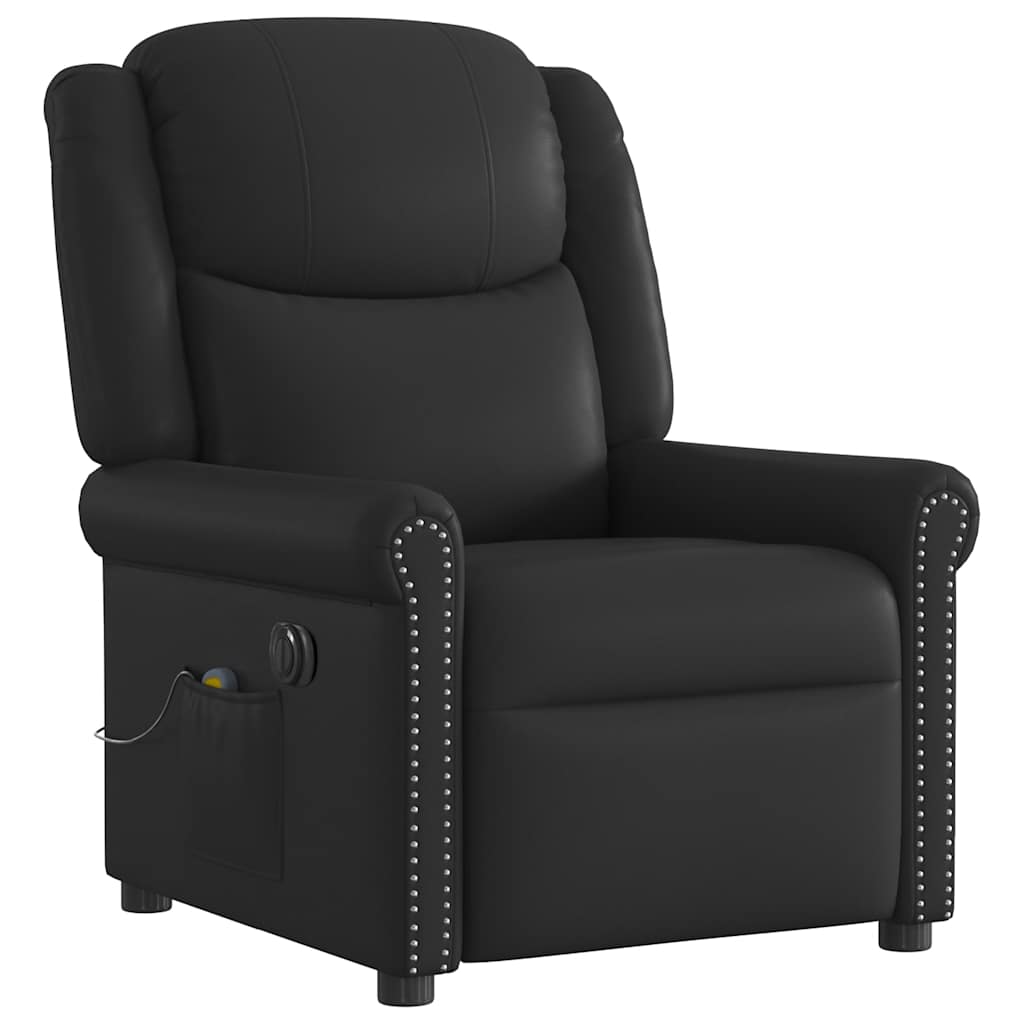 Ηλεκτρική καρέκλα ανάκλισης μασάζ Shiny Black Faux Leather - Pakobazaar