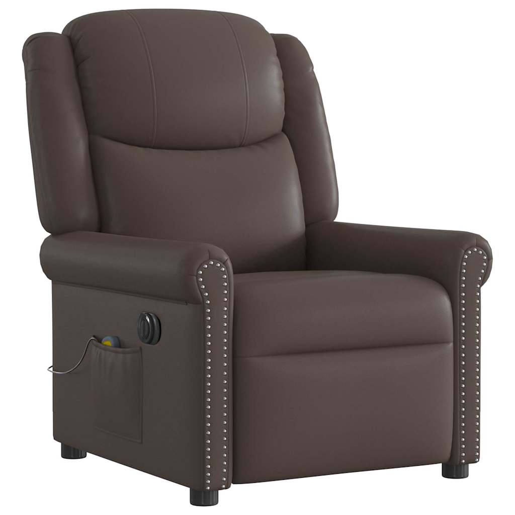Ηλεκτρική καρέκλα ανάκλισης μασάζ Shiny Brown Faux Leather