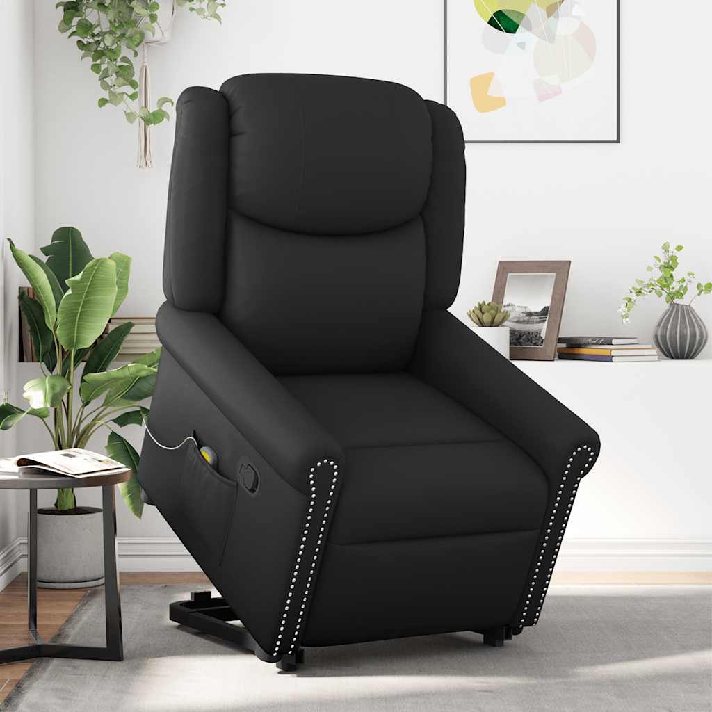Μόνιμη πολυθρόνα μασάζ Shiny Black Faux Leather - Pakobazaar