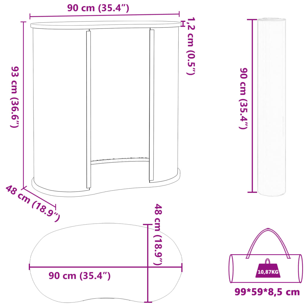 Πάγκος Εμπορικών Εκθέσεων Πτυσσόμενος 90x48x93εκ. Επεξ. Ξύλο - Pakobazaar