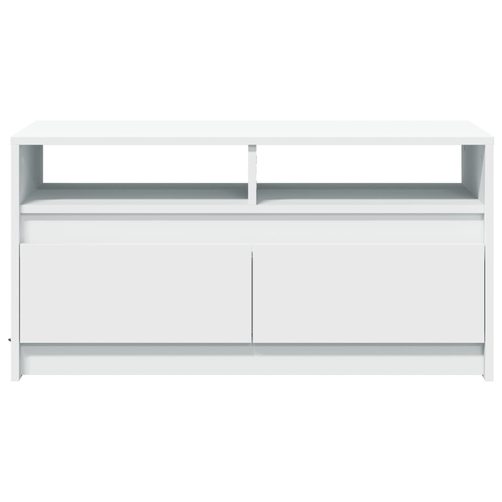 Τραπεζάκι Σαλονιού με LED Φώτα Λευκό από Επεξ. Ξύλο - Pakobazaar