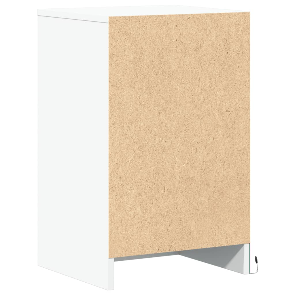 Κομοδίνο με Φώτα LED Λευκό από Επεξεργασμένο ξύλο - Pakobazaar