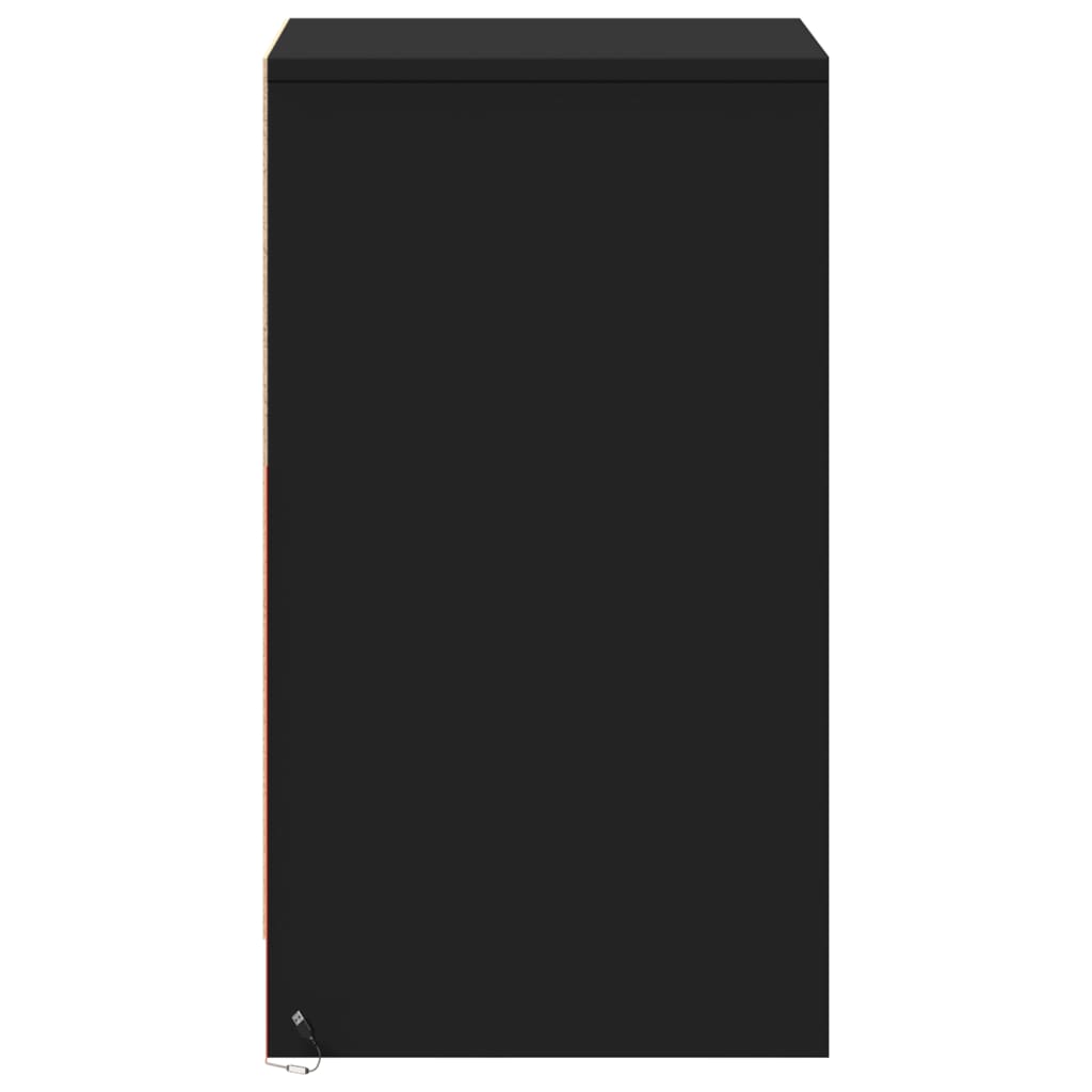 Κομοδίνο με Φώτα LED Μαύρο από Επεξεργασμένο Ξύλο - Pakobazaar