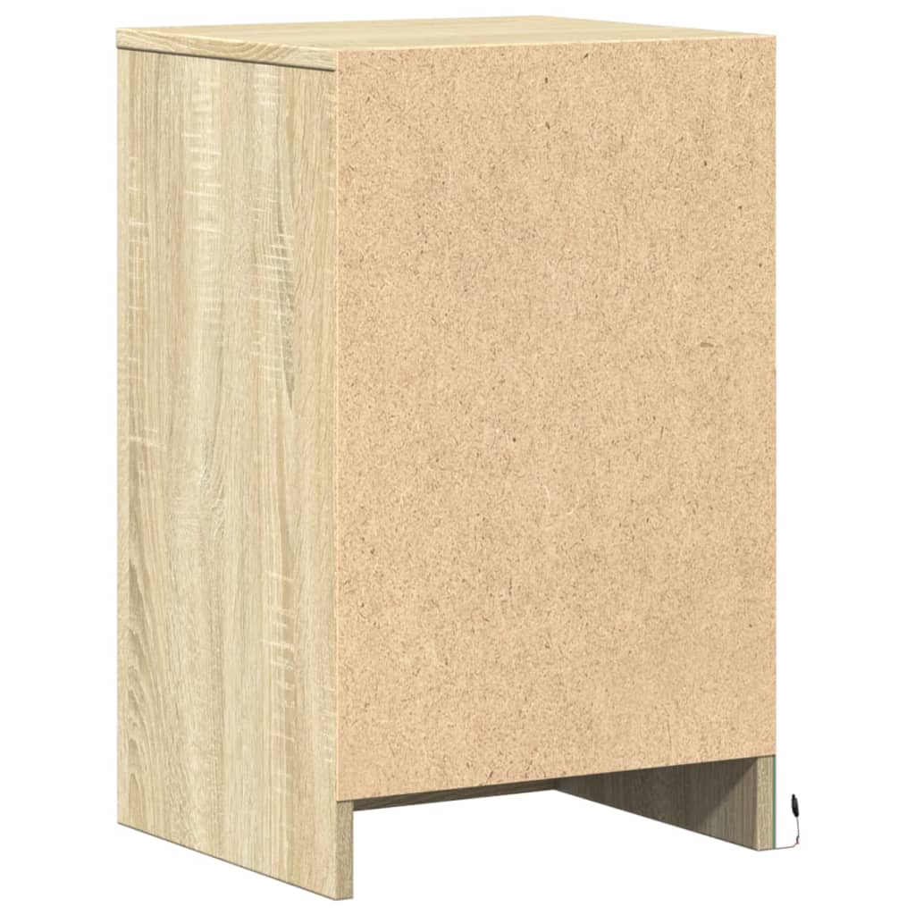 Κομοδίνα με Φώτα LED 2 τεμ. Sonoma Δρυς από Επεξεργασμένο Ξύλο - Pakobazaar