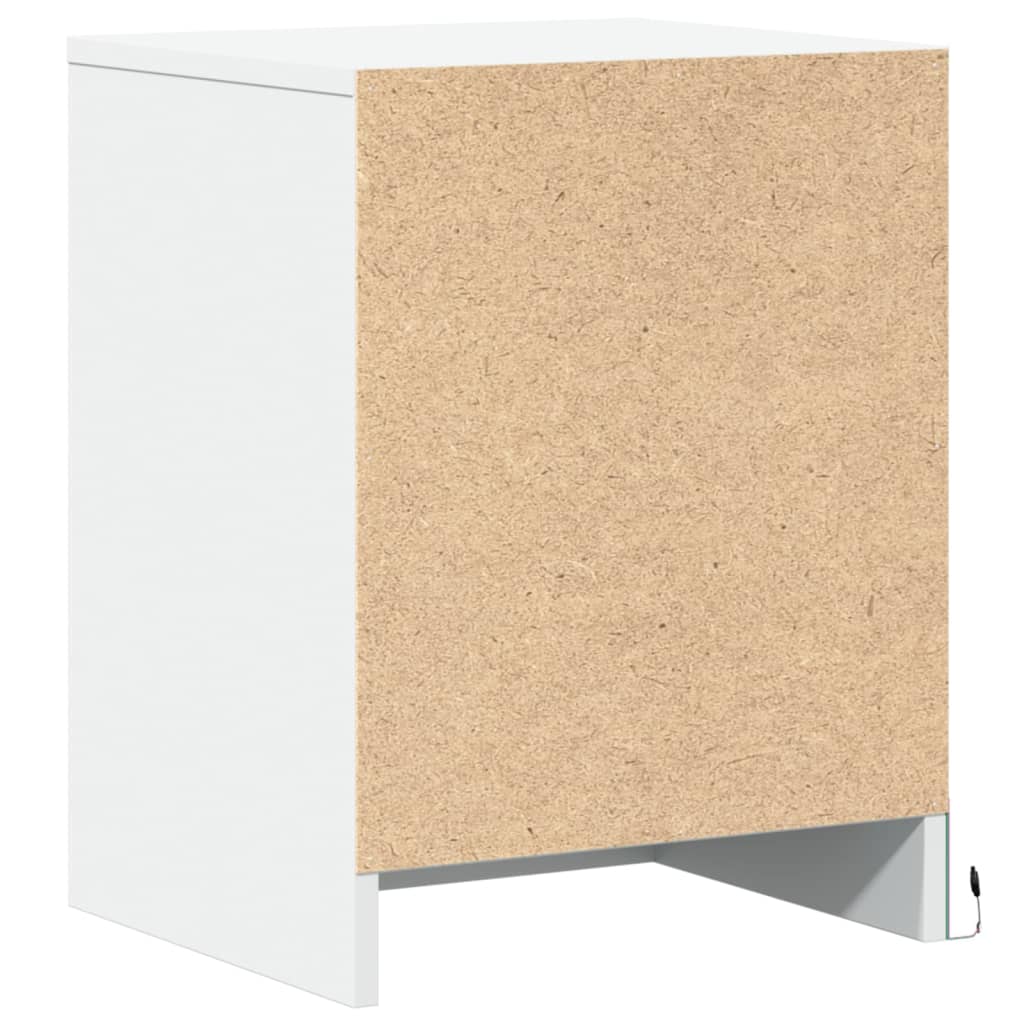 Κομοδίνο με Φώτα LED Λευκό από Επεξεργασμένο ξύλο - Pakobazaar