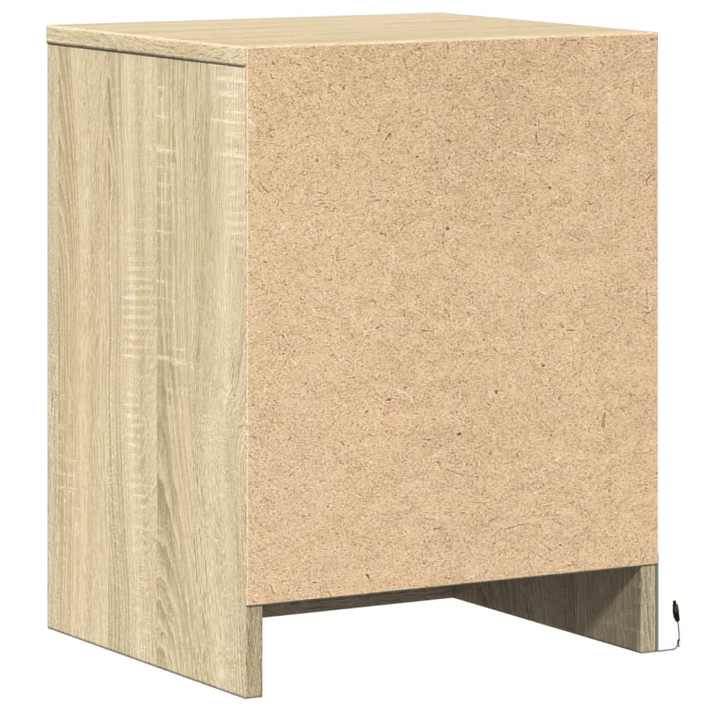 Κομοδίνα με Φώτα LED 2 τεμ. Sonoma Δρυς από Επεξεργασμένο Ξύλο - Pakobazaar