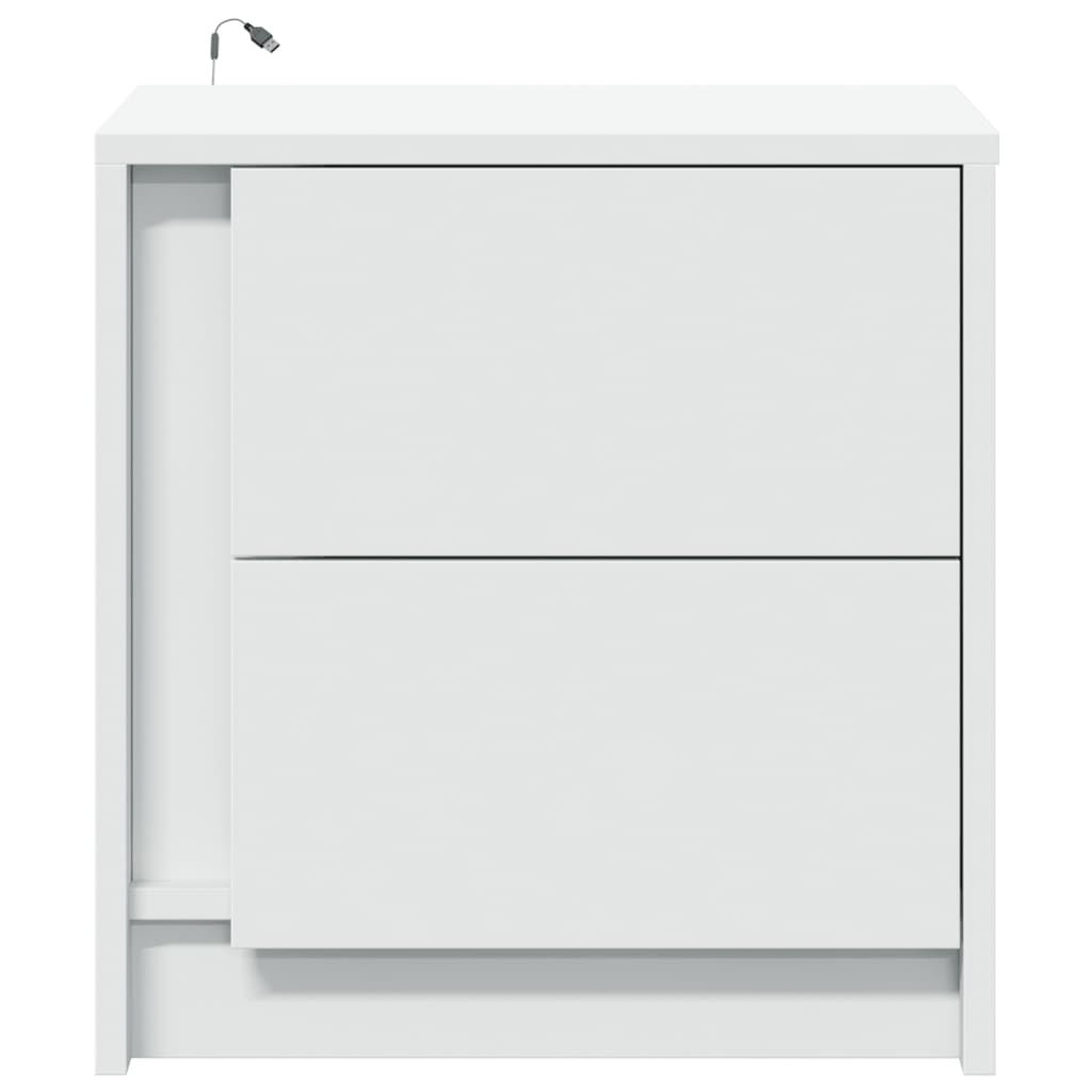 Κομοδίνο με Φώτα LED Λευκό από Επεξεργασμένο ξύλο - Pakobazaar