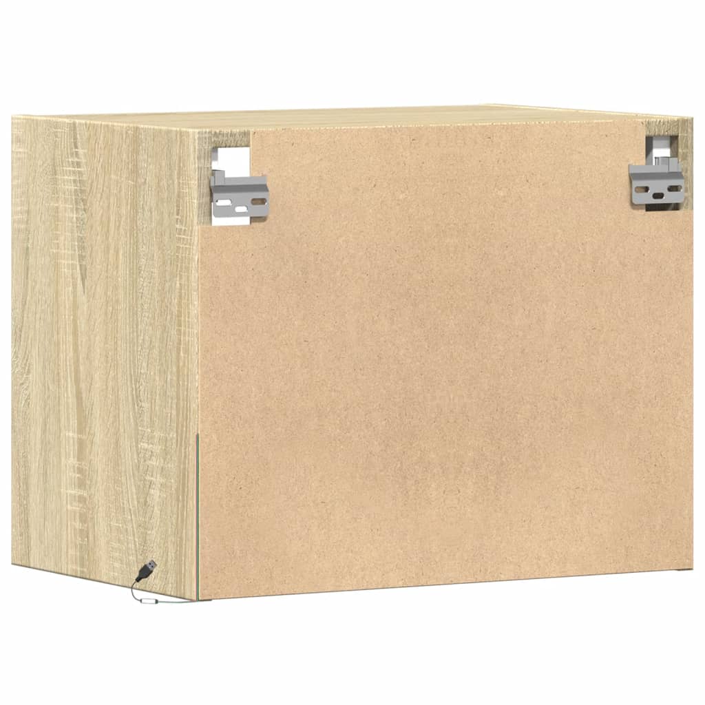 Κομοδίνο Επιτοίχιο με Φώτα LED Sonoma Δρυς - Pakobazaar