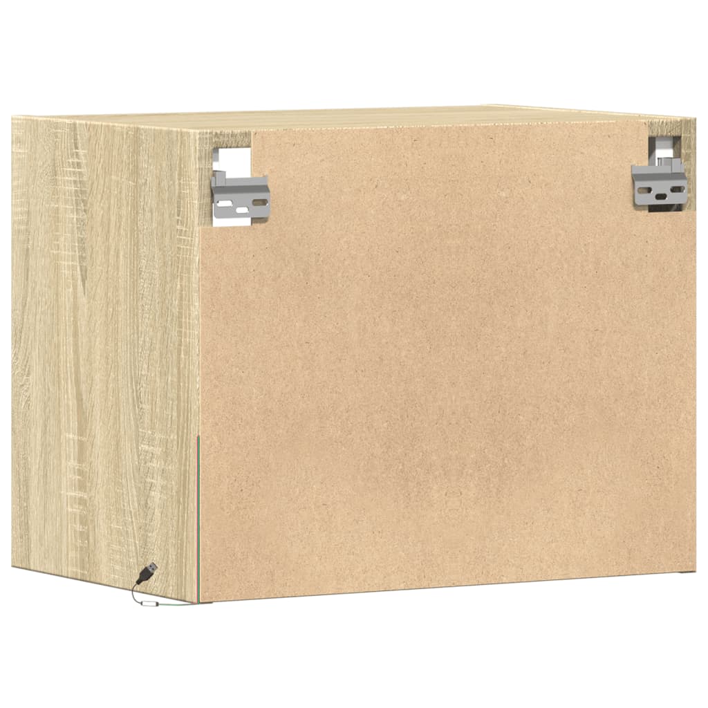 Κομοδίνα Επιτοίχια με Φώτα LED 2 τεμ. Sonoma Δρυς - Pakobazaar